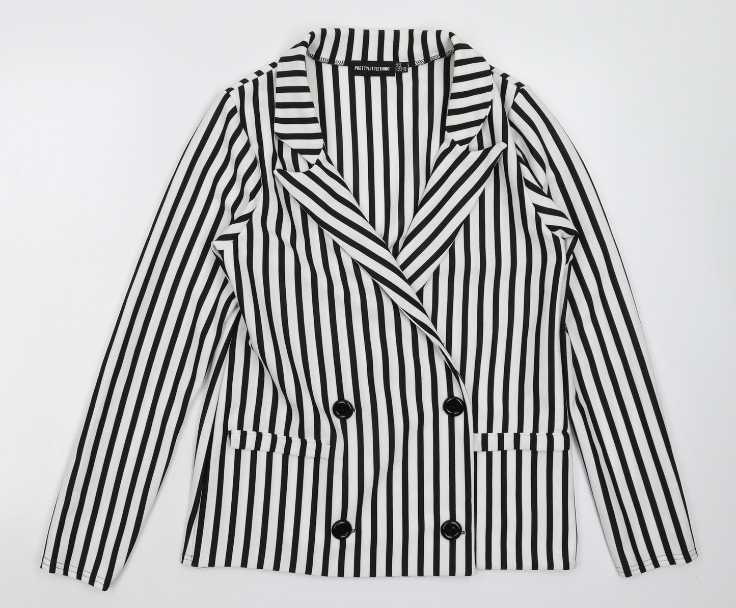 PRETTYLITTLETHING Womens Multicoloured Striped  Jacket Blazer Size 8