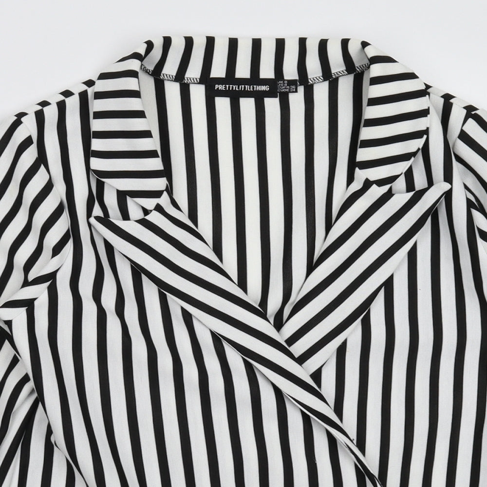 PRETTYLITTLETHING Womens Multicoloured Striped  Jacket Blazer Size 8