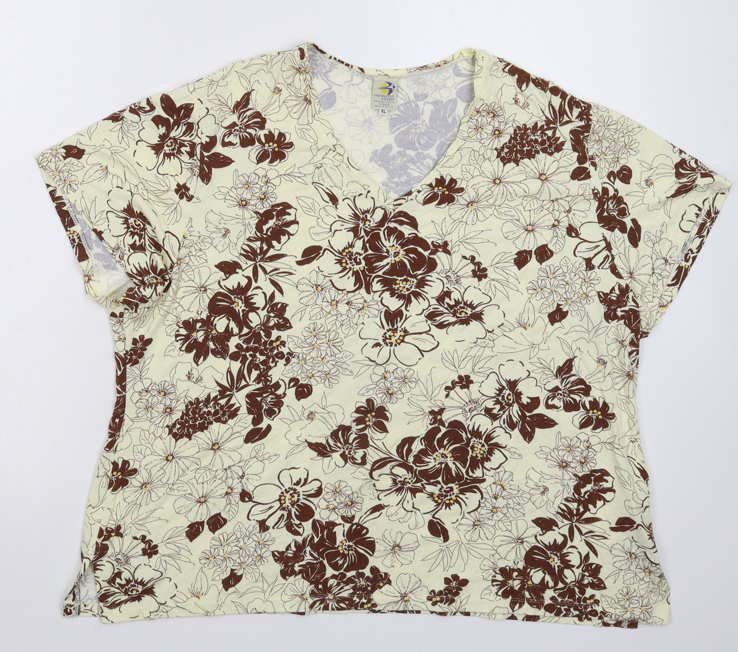 Travelling Light Womens White Floral  Basic T-Shirt Size XL
