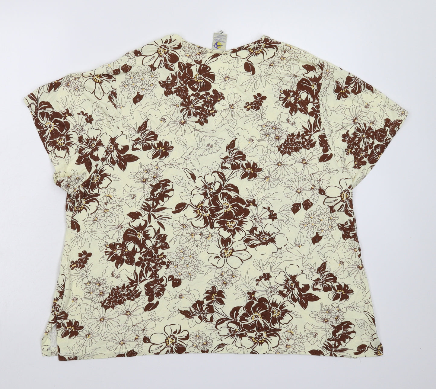Travelling Light Womens White Floral  Basic T-Shirt Size XL
