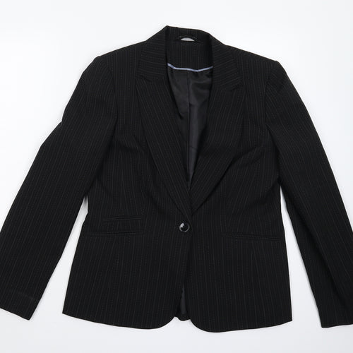BHS Womens Black Striped  Jacket Suit Jacket Size 14