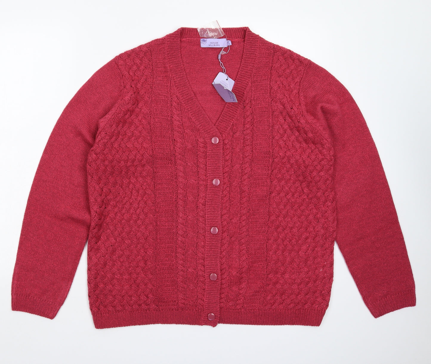 Honor Millburn Womens Pink  Knit Cardigan Jumper Size 16