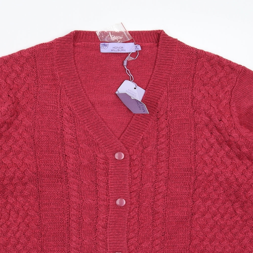 Honor Millburn Womens Pink  Knit Cardigan Jumper Size 16