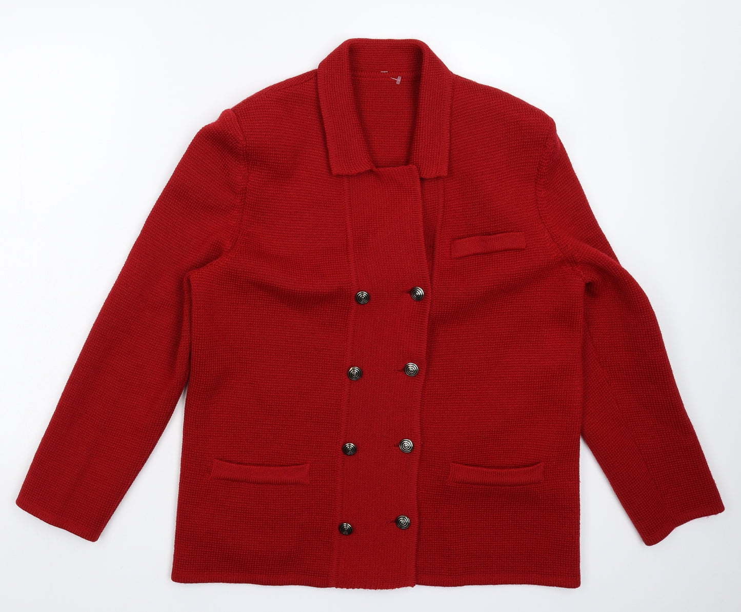 Preworn Womens Red  Knit Jacket Blazer Size 14