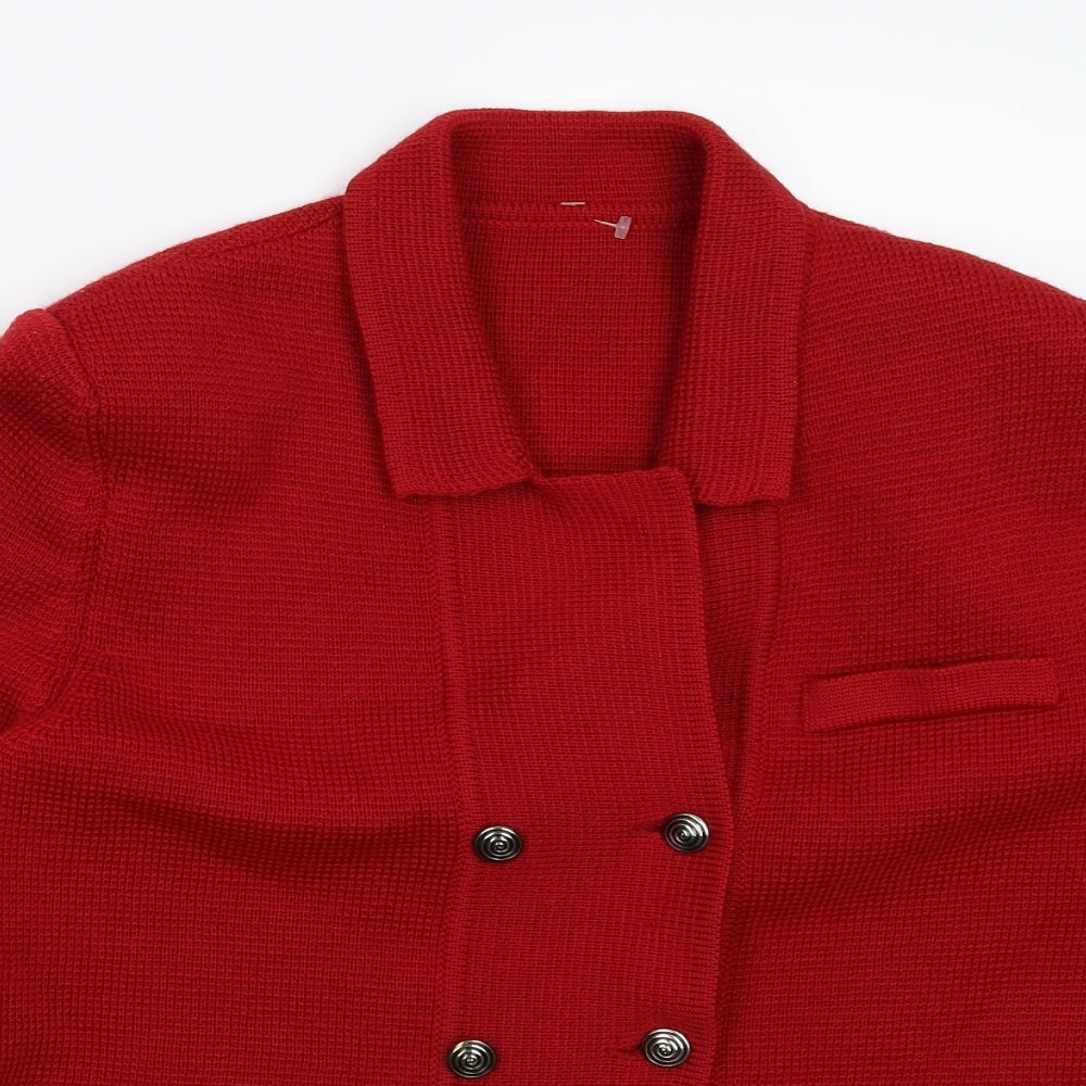 Preworn Womens Red  Knit Jacket Blazer Size 14