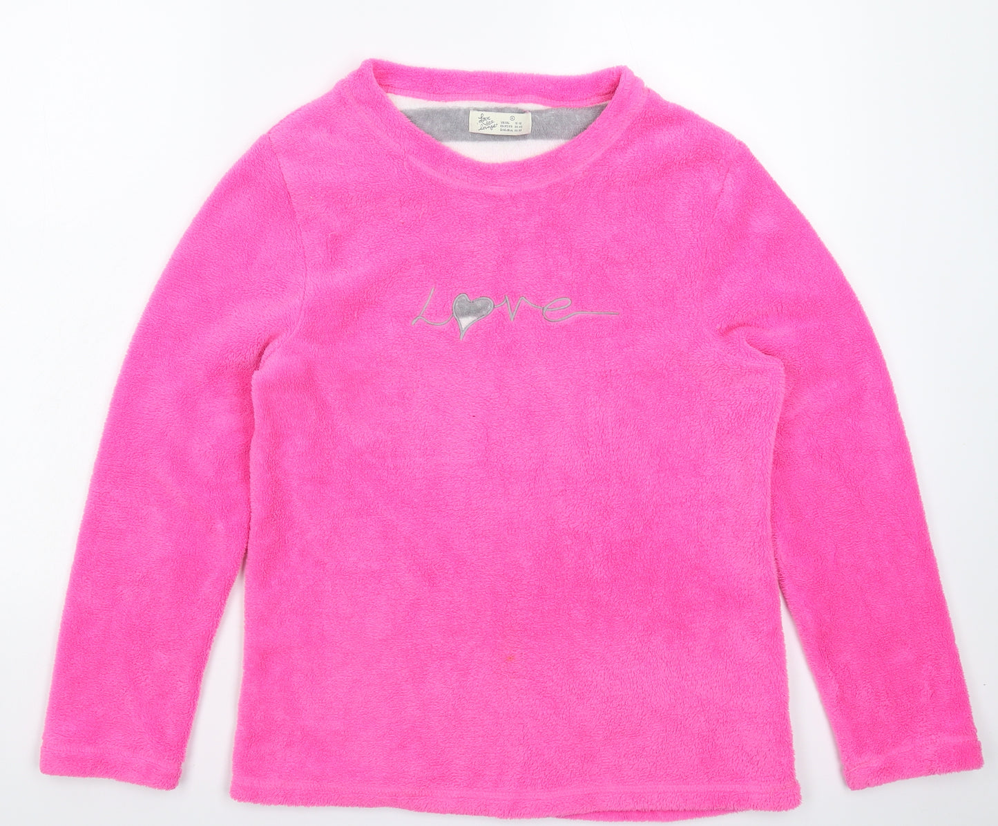 Primark Womens Pink Solid Fleece Top Pyjama Top Size 12
