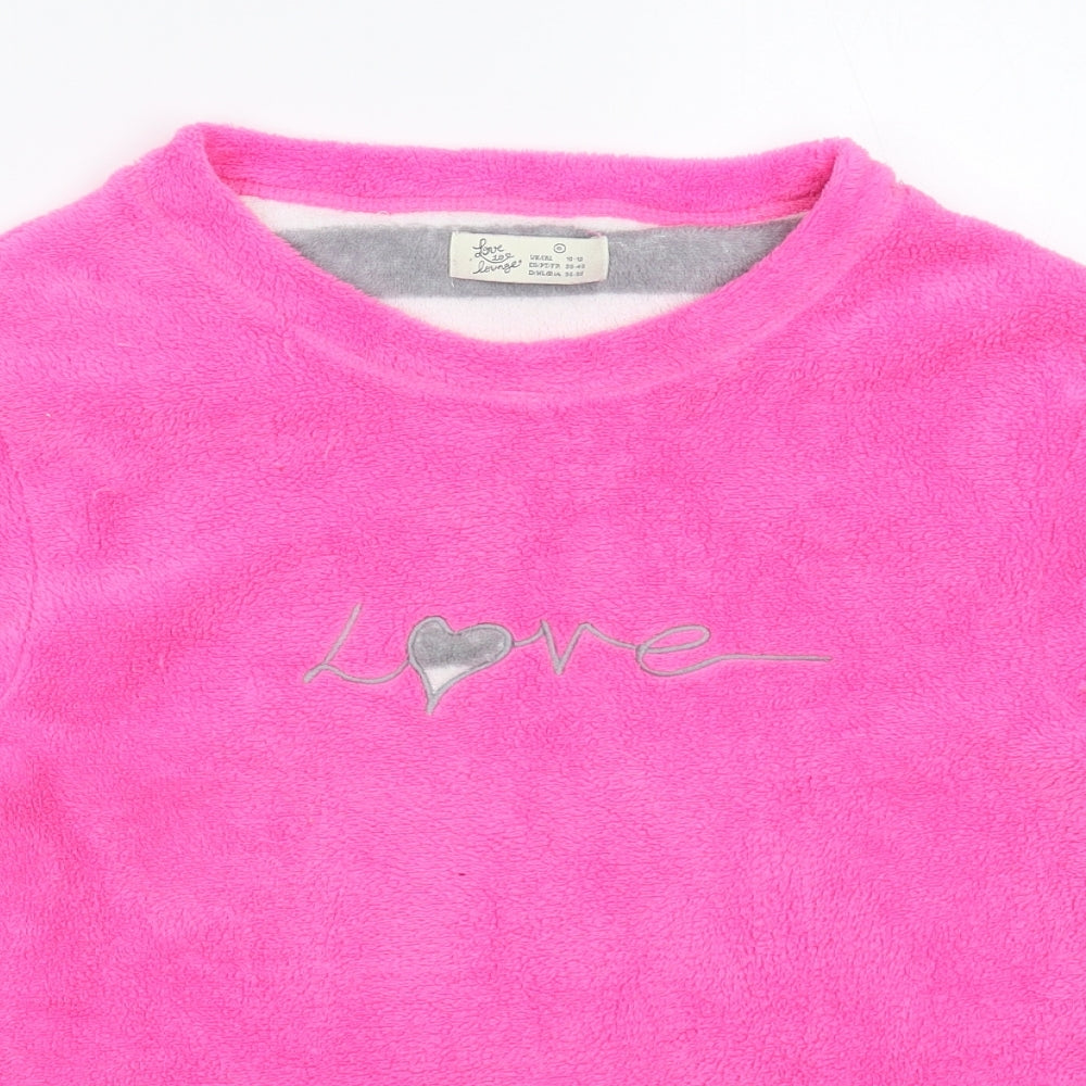 Primark Womens Pink Solid Fleece Top Pyjama Top Size 12