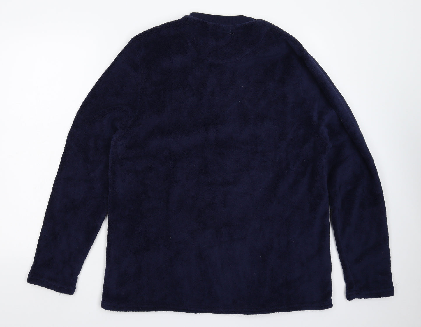Primark Mens Blue Solid Fleece  Pyjama Top Size XL