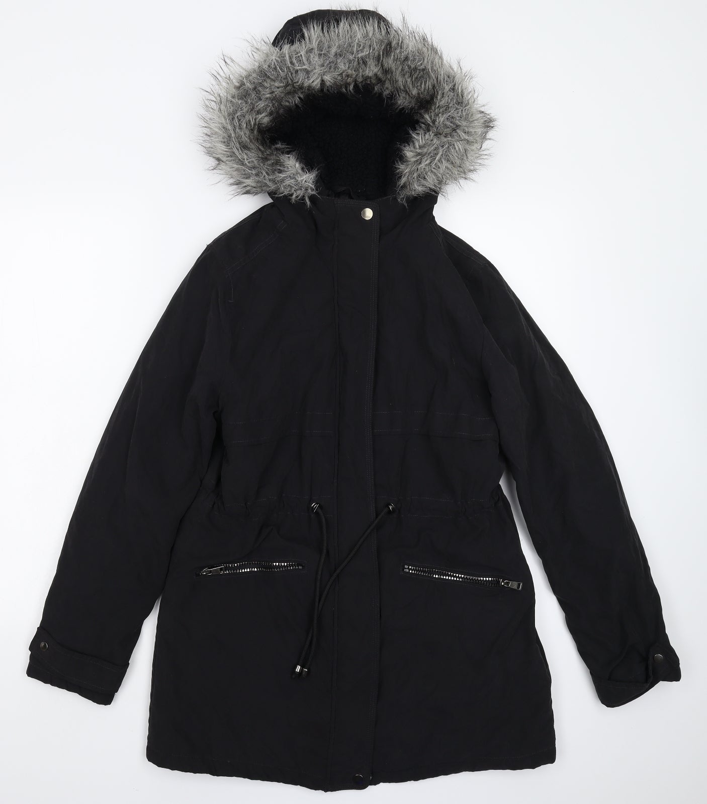 Primark Womens Black   Parka Coat Size 8