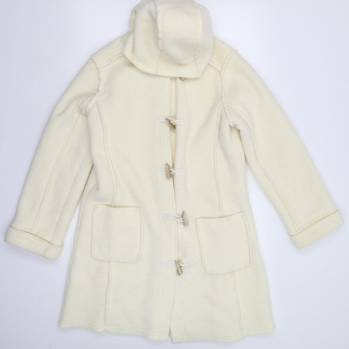 NEXT Womens White  Fleece Pea Coat Coat Size 14
