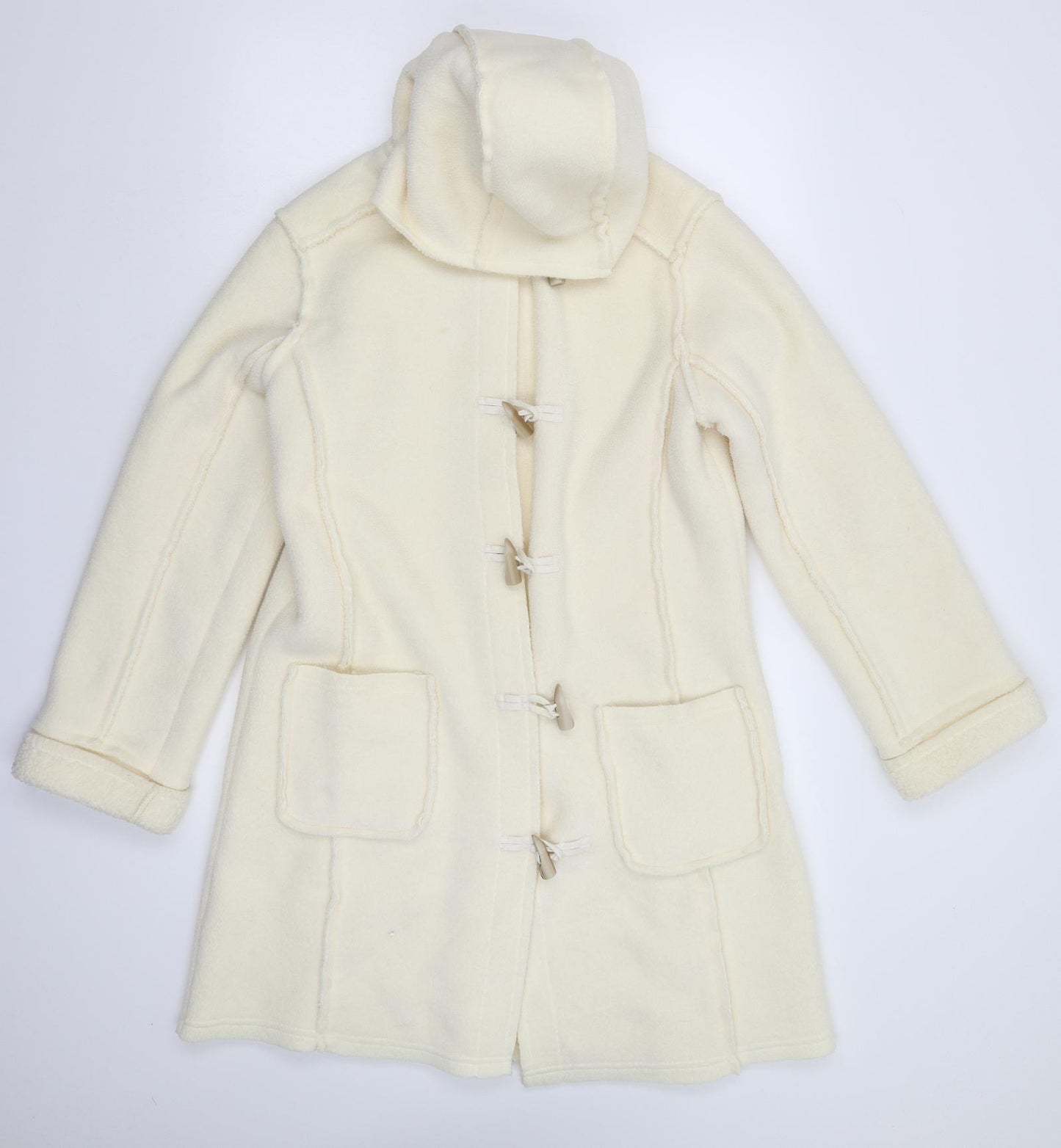 NEXT Womens White  Fleece Pea Coat Coat Size 14