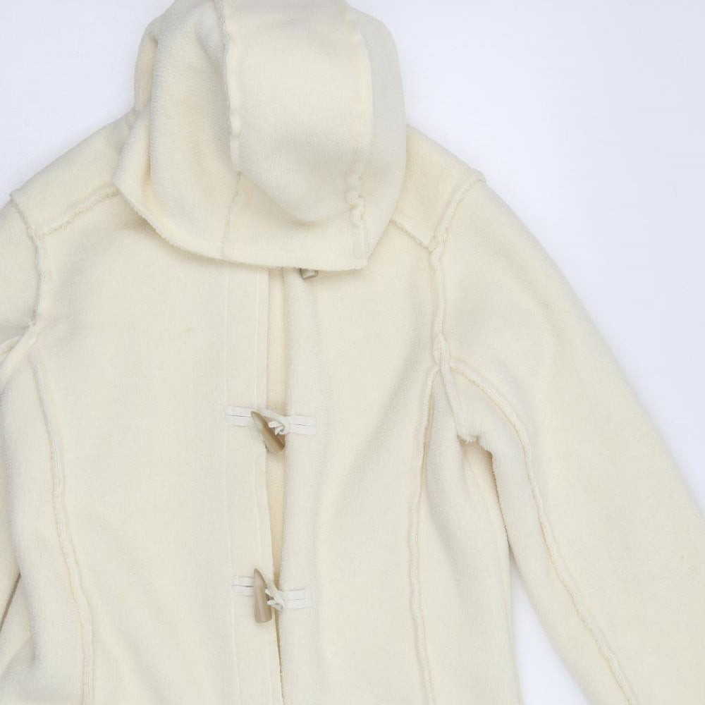 NEXT Womens White  Fleece Pea Coat Coat Size 14