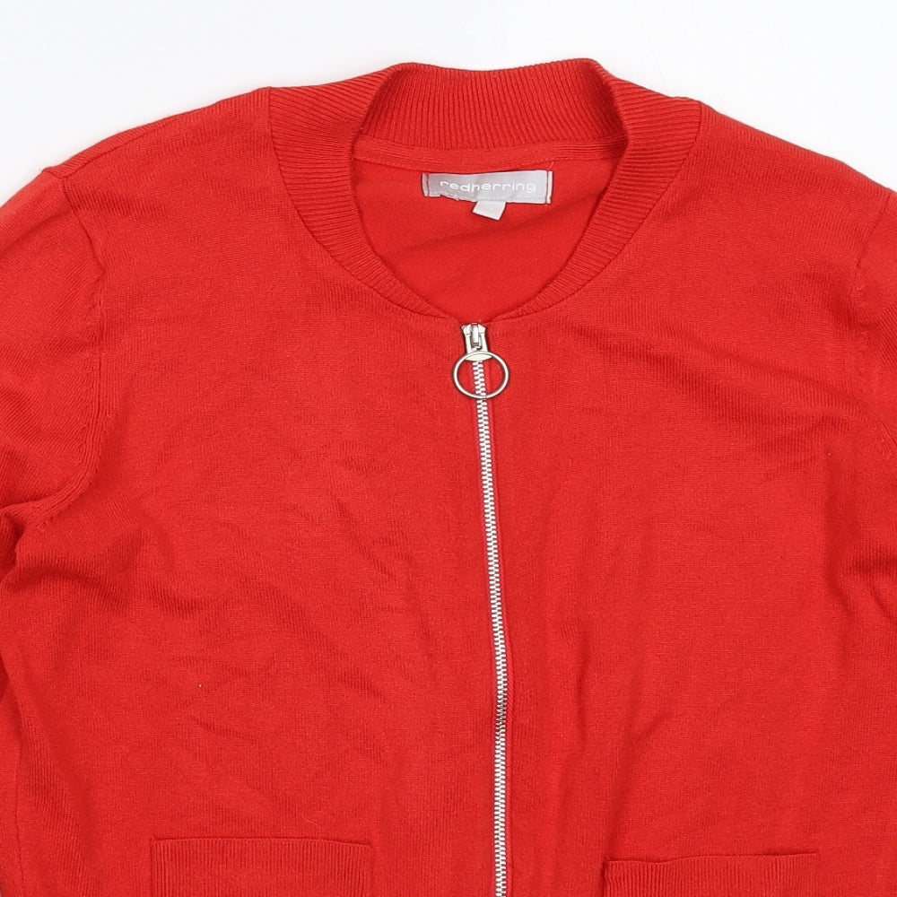 Red Herring Womens Red  Knit Cardigan Jumper Size 10