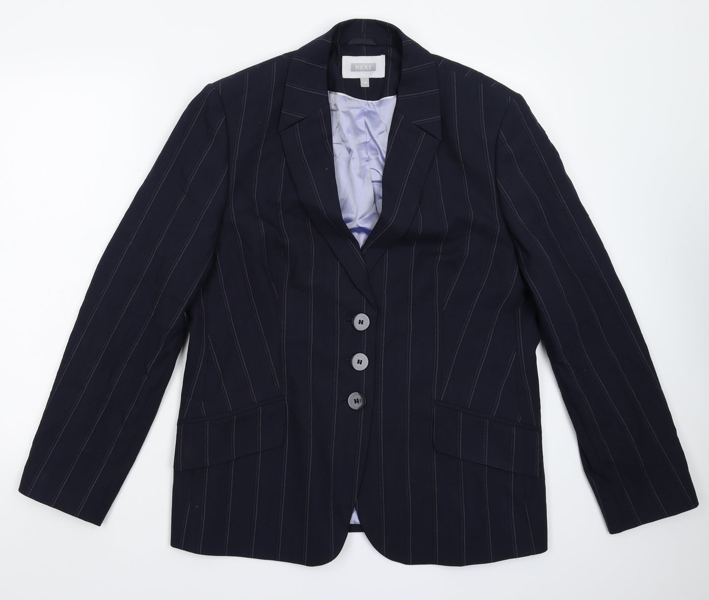 NEXT Womens Blue Striped  Jacket Suit Jacket Size 18