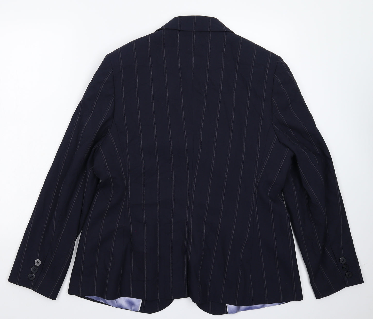 NEXT Womens Blue Striped  Jacket Suit Jacket Size 18