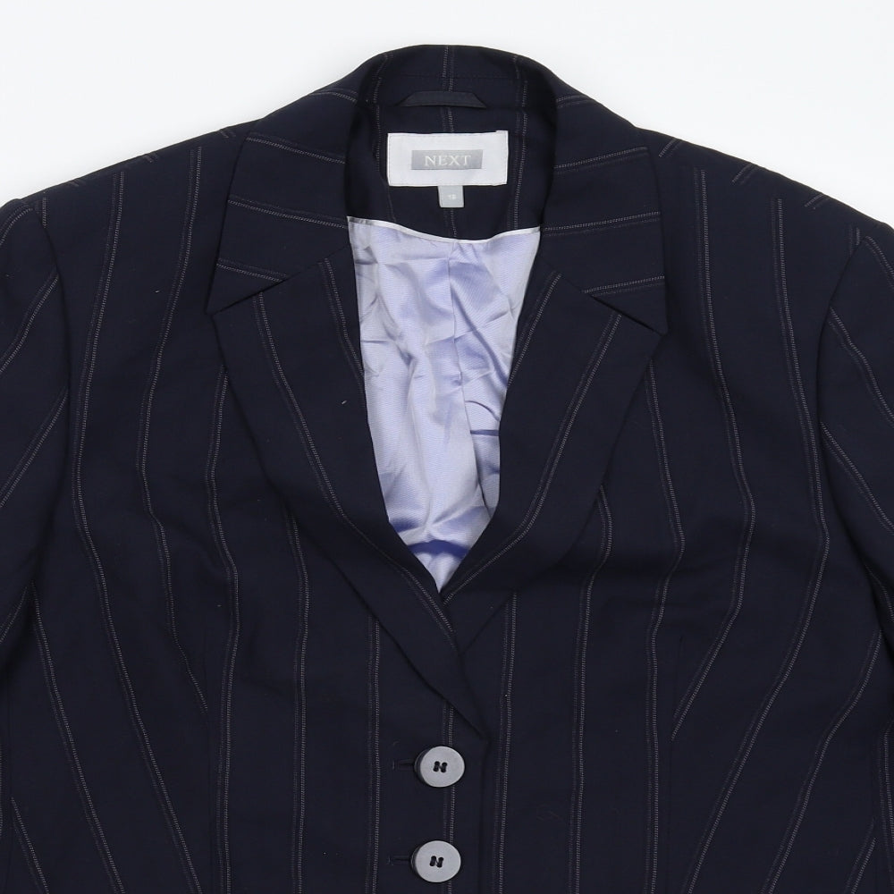 NEXT Womens Blue Striped  Jacket Suit Jacket Size 18