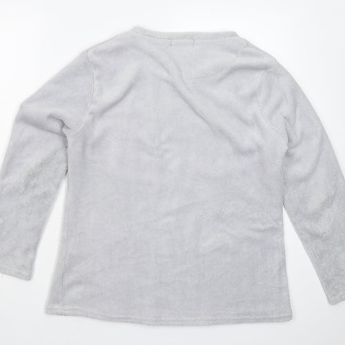 Love To Lounge Womens Grey Solid Fleece Top Pyjama Top Size 14