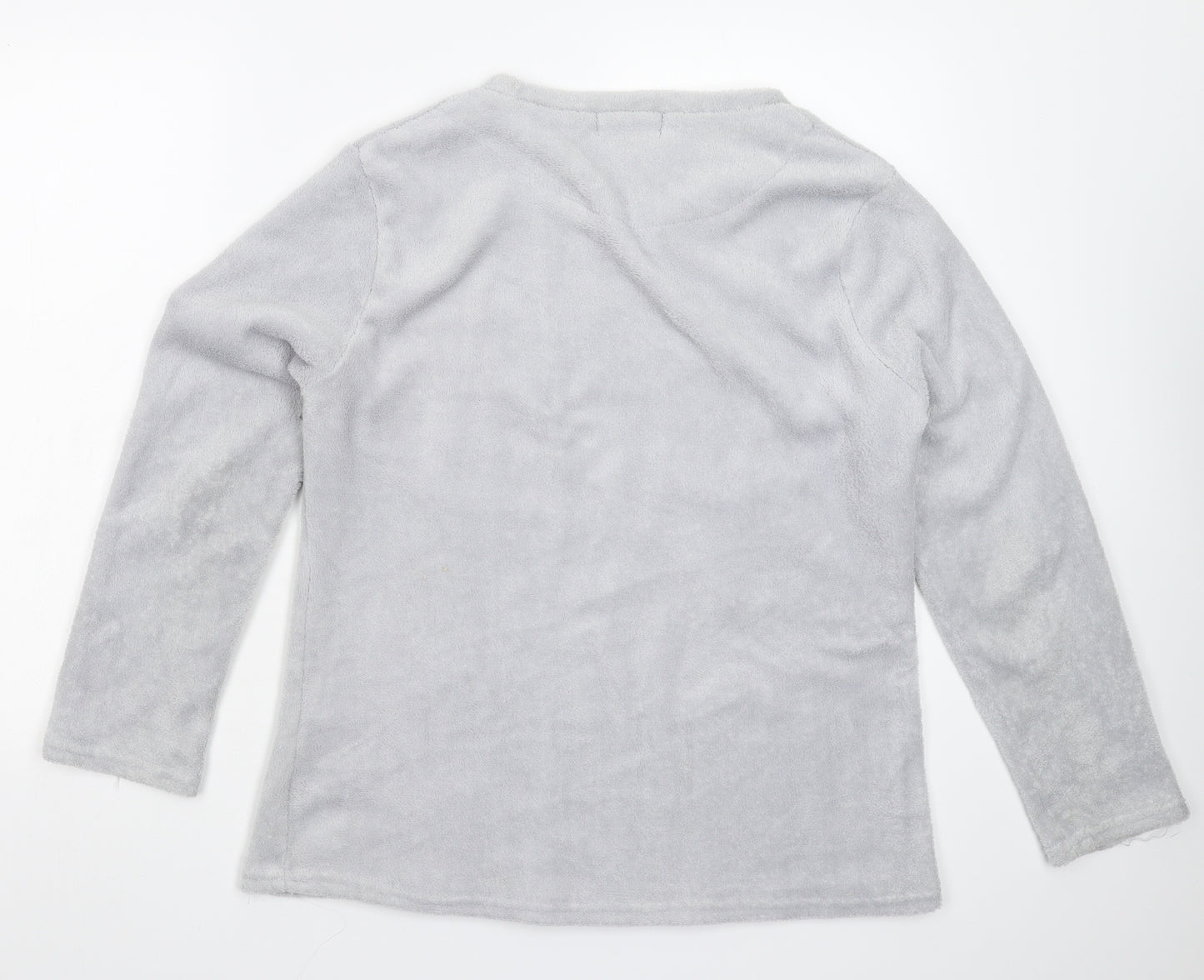 Love To Lounge Womens Grey Solid Fleece Top Pyjama Top Size 14