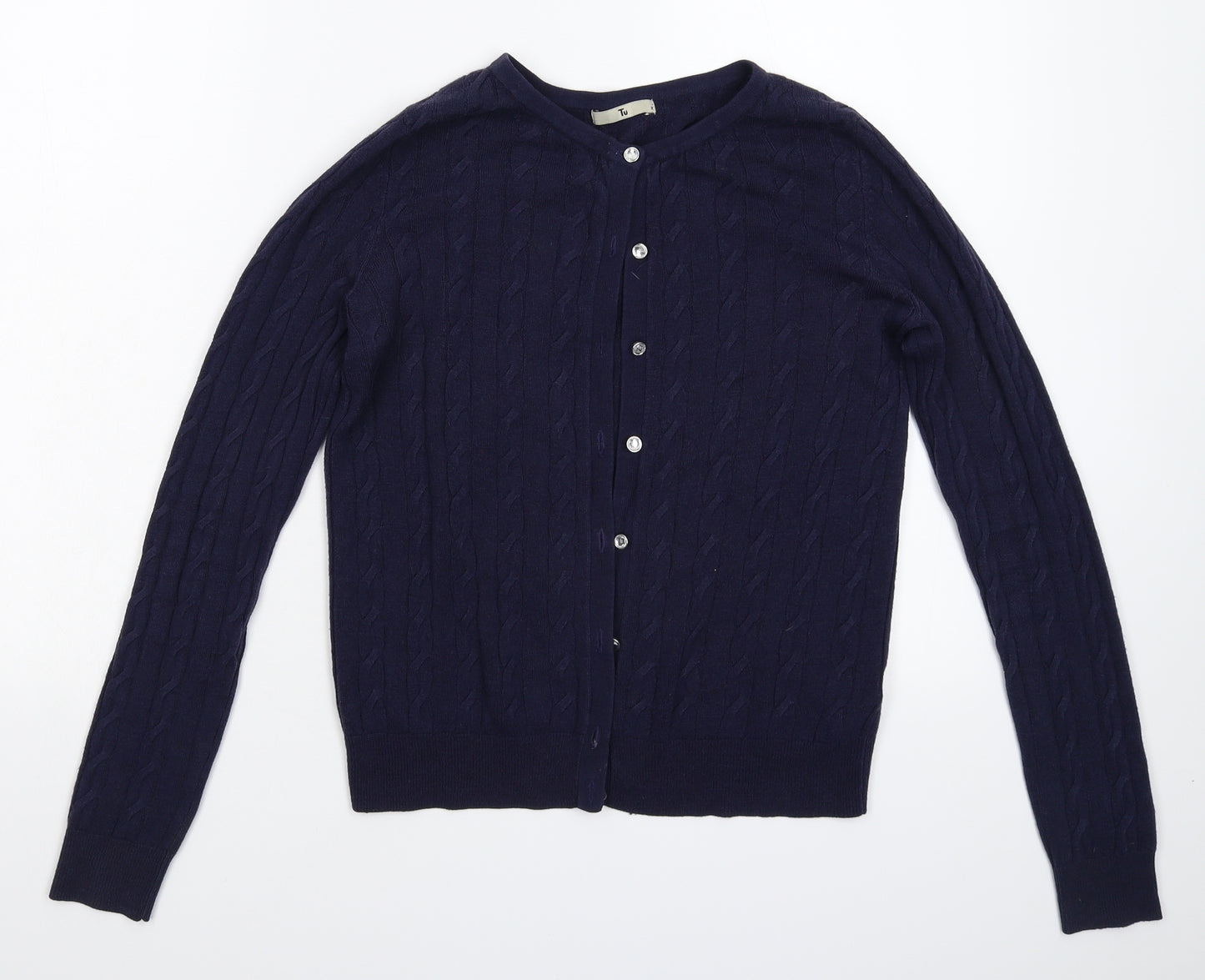 TU Womens Blue  Knit Cardigan Jumper Size 8