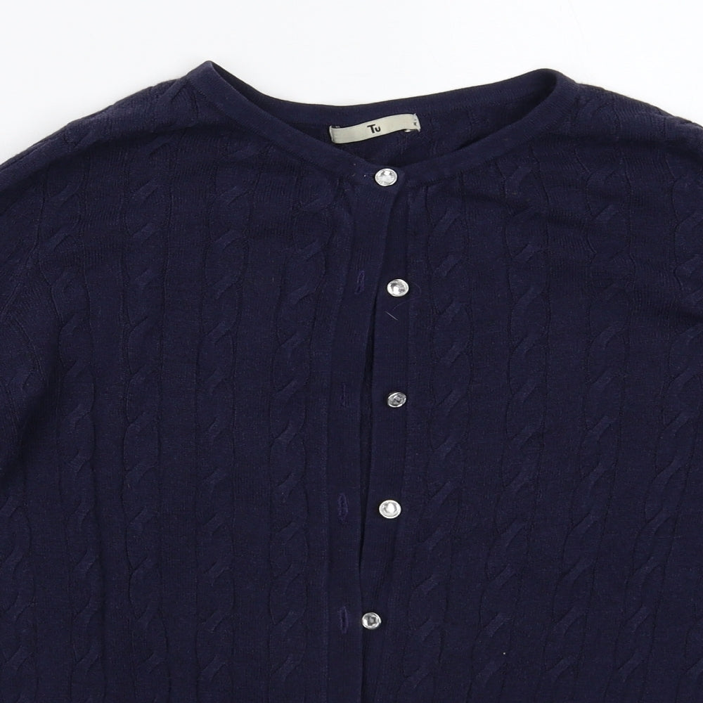 TU Womens Blue  Knit Cardigan Jumper Size 8