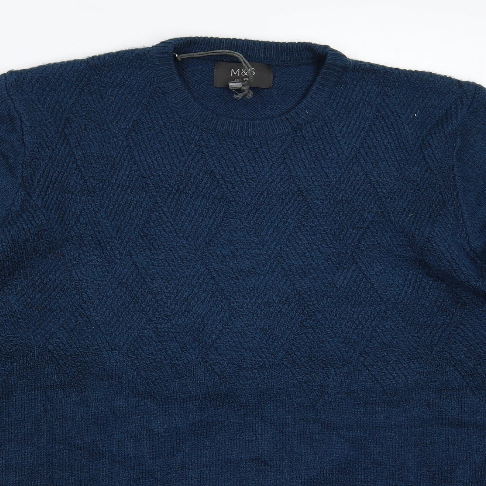Marks and Spencer Mens Blue  Knit Pullover Jumper Size M