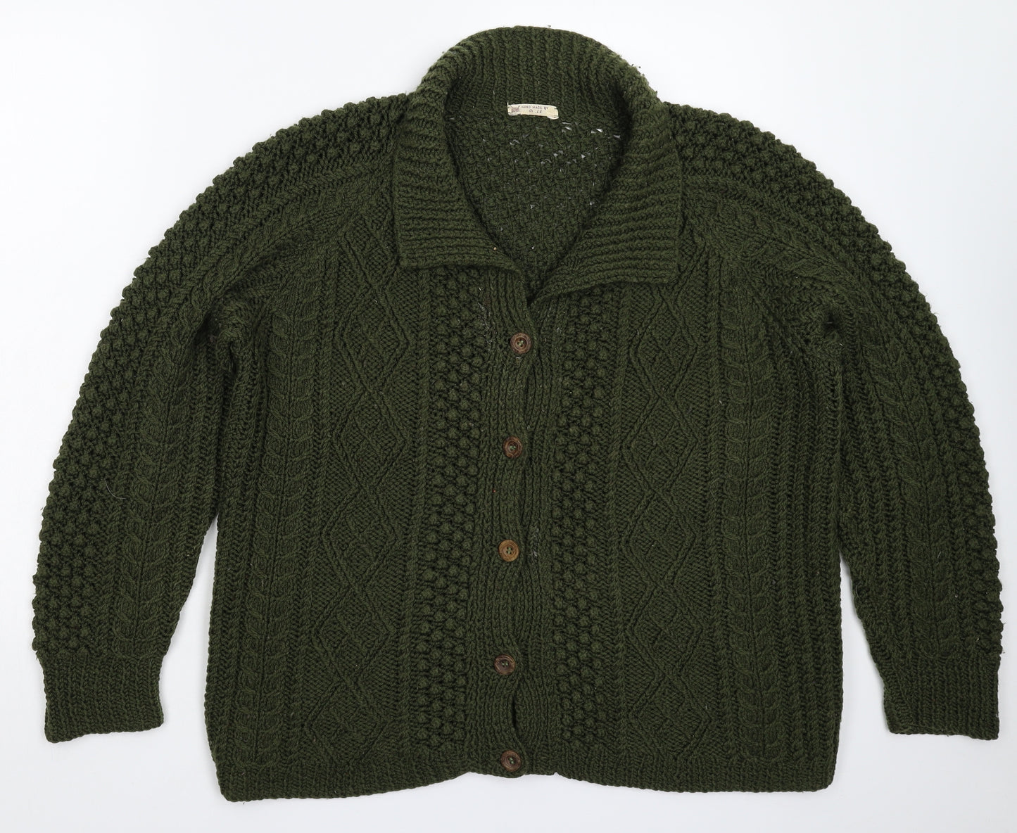Ruth Womens Green  Knit Cardigan Jumper Size XL  - Handmade
