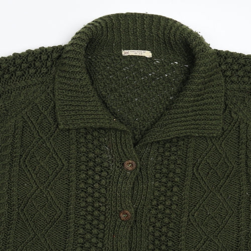 Ruth Womens Green  Knit Cardigan Jumper Size XL  - Handmade