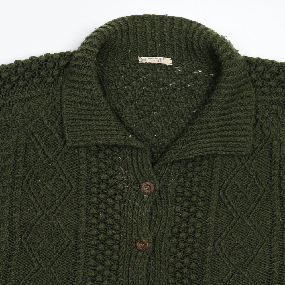 Ruth Womens Green  Knit Cardigan Jumper Size XL  - Handmade