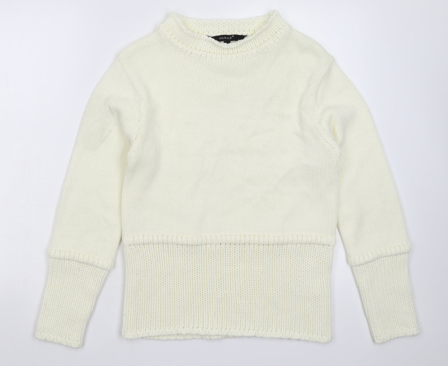 Image Womens White  Knit Pullover Jumper Size M