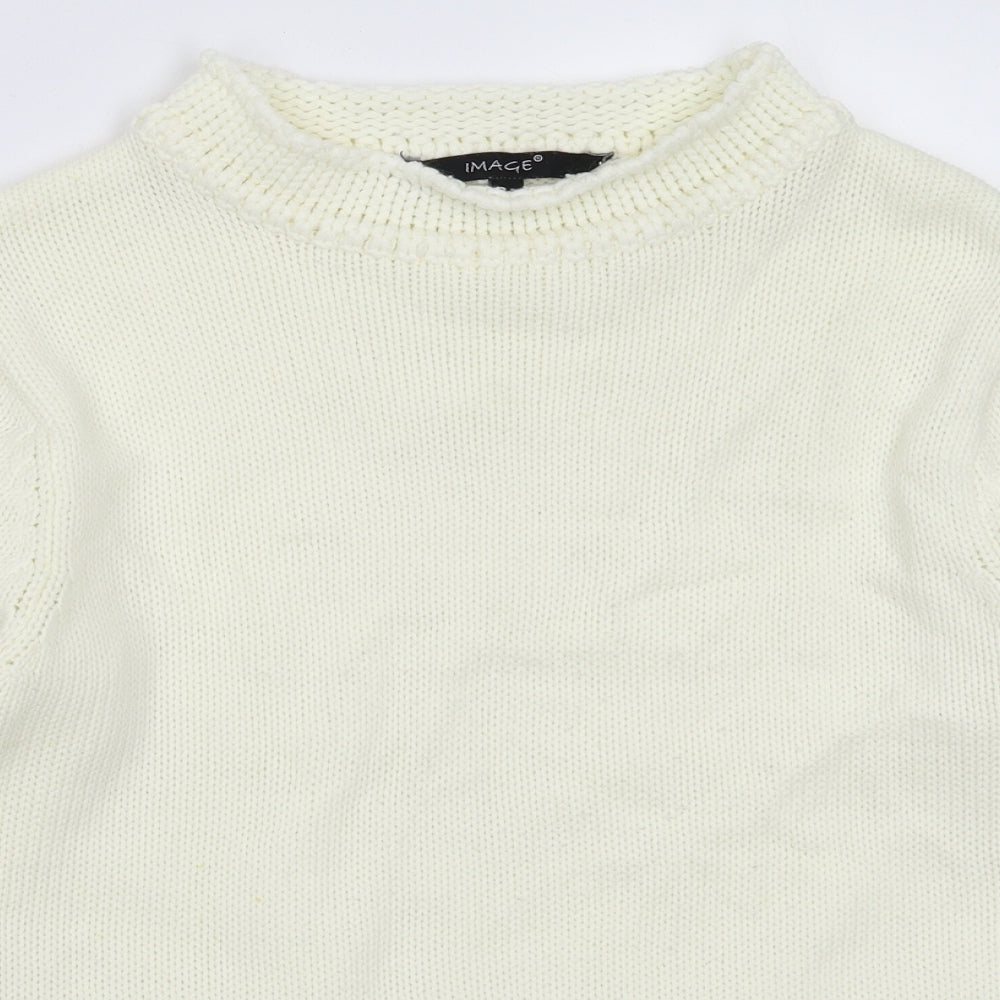 Image Womens White  Knit Pullover Jumper Size M