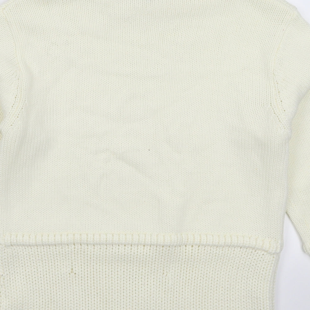 Image Womens White  Knit Pullover Jumper Size M