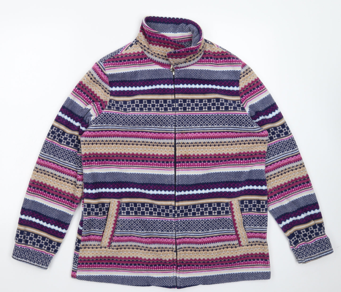 Damart Womens Multicoloured Geometric Fleece Jacket  Size 16