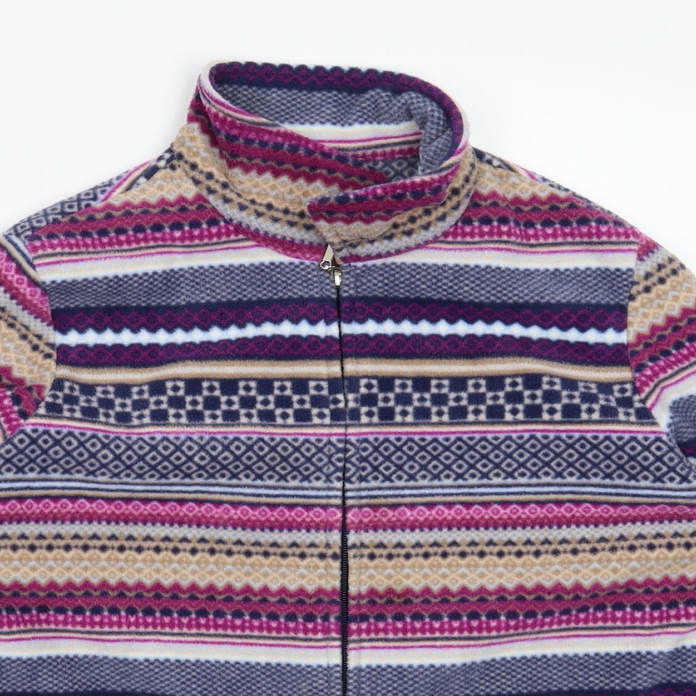 Damart Womens Multicoloured Geometric Fleece Jacket  Size 16