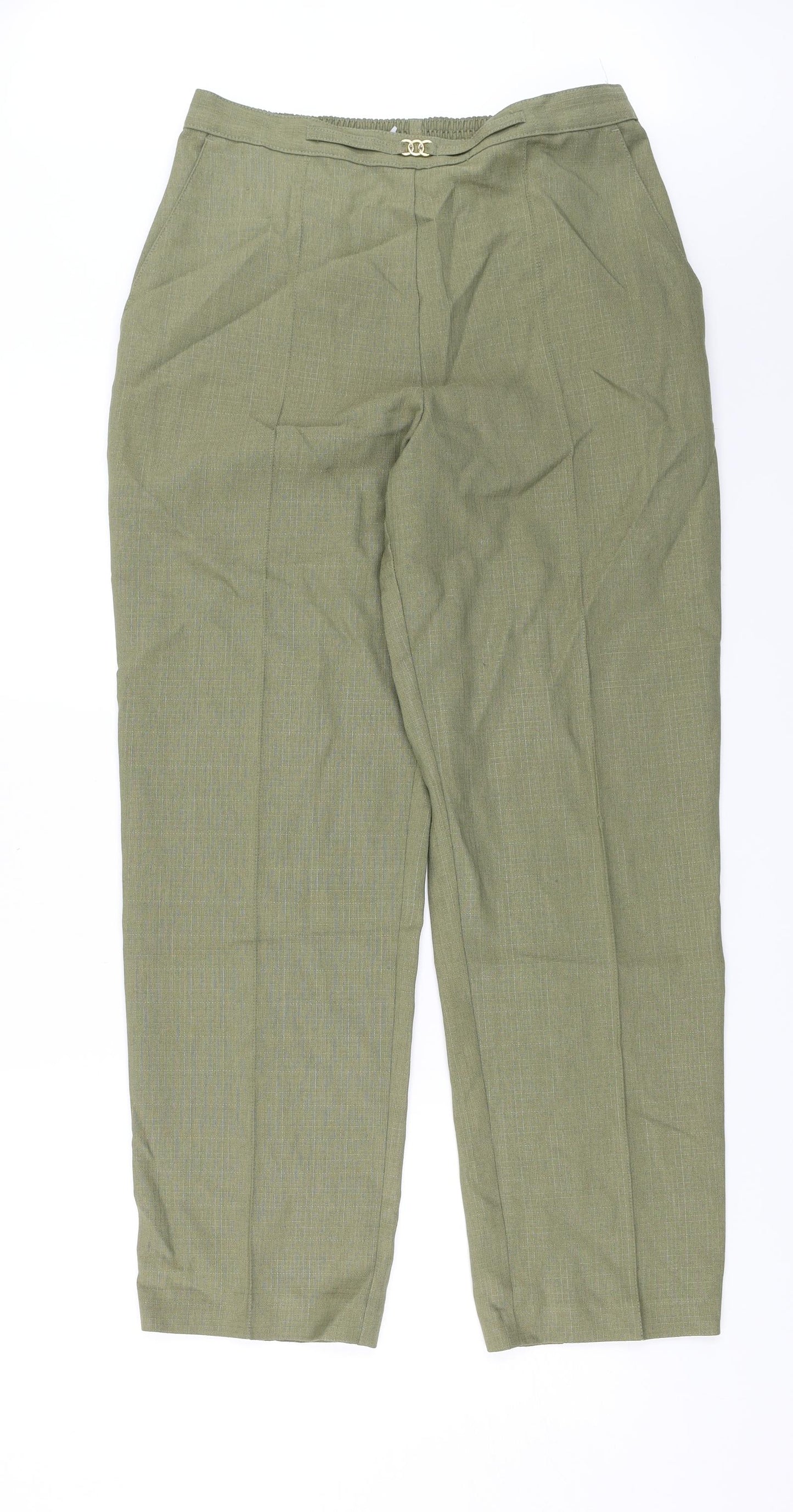Prewron Womens Green   Capri Trousers Size 30 in L27 in