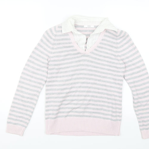 Marks and Spencer Womens Pink Striped  Pullover Jumper Size 12