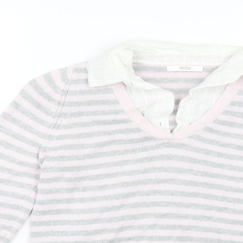 Marks and Spencer Womens Pink Striped  Pullover Jumper Size 12
