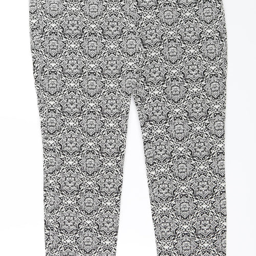 Monsoon Womens White Geometric  Trousers  Size 12 L25 in