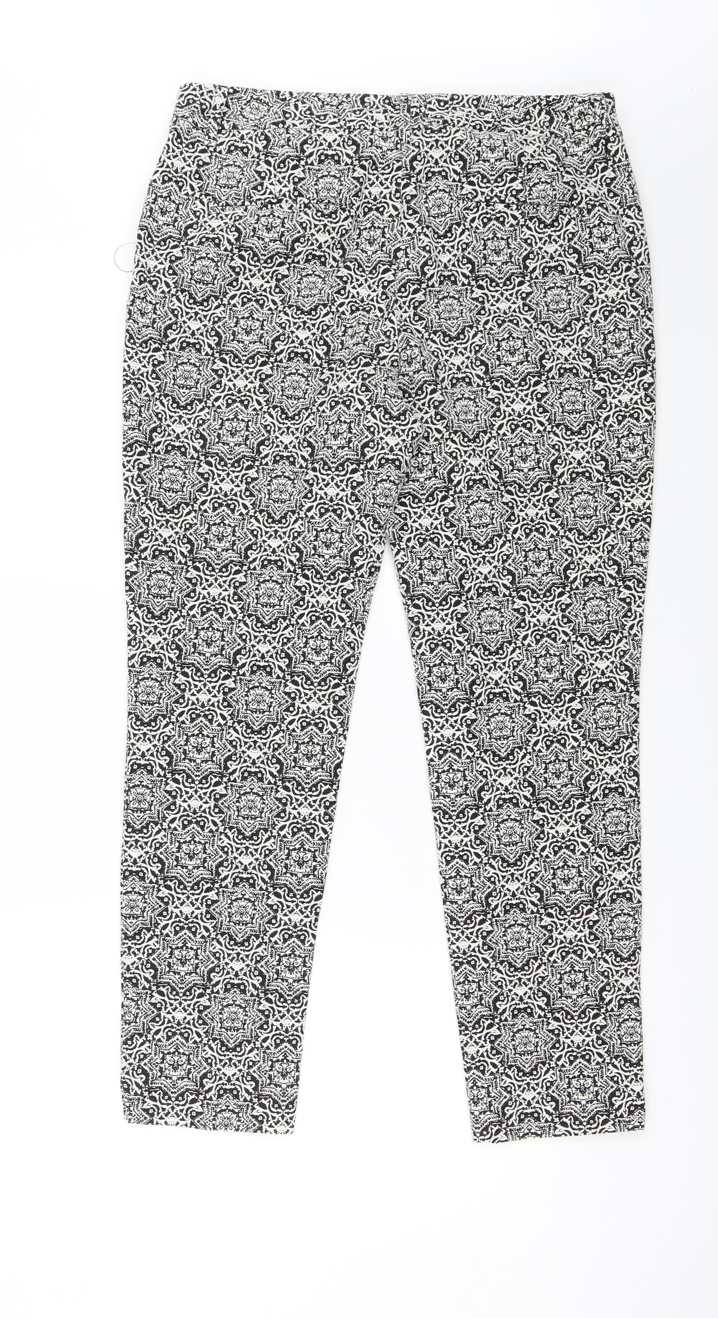 Monsoon Womens White Geometric  Trousers  Size 12 L25 in
