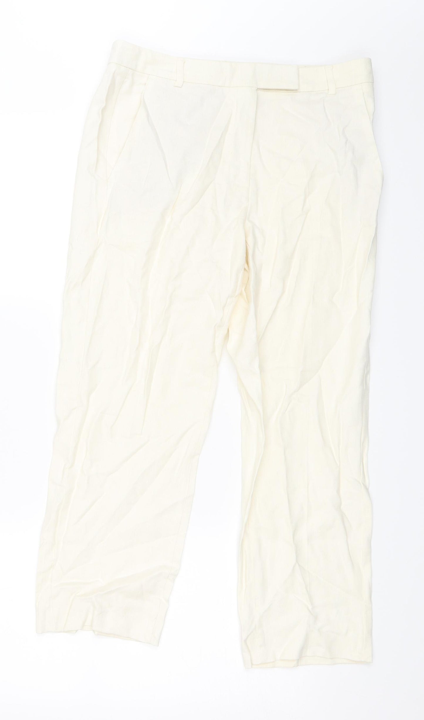M&S Womens White   Trousers  Size 10 L20 in