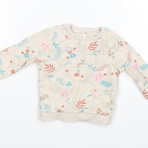 George Baby Beige Floral  Pullover Jumper Size 3-6 Months