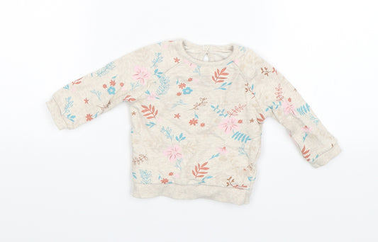 Front view of George Baby Beige Floral jumper, size 3-6, Months