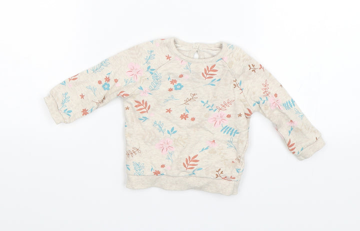 George Baby Beige Floral  Pullover Jumper Size 3-6 Months