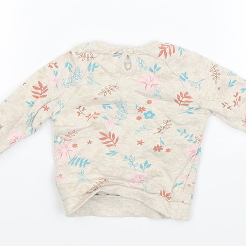 George Baby Beige Floral  Pullover Jumper Size 3-6 Months