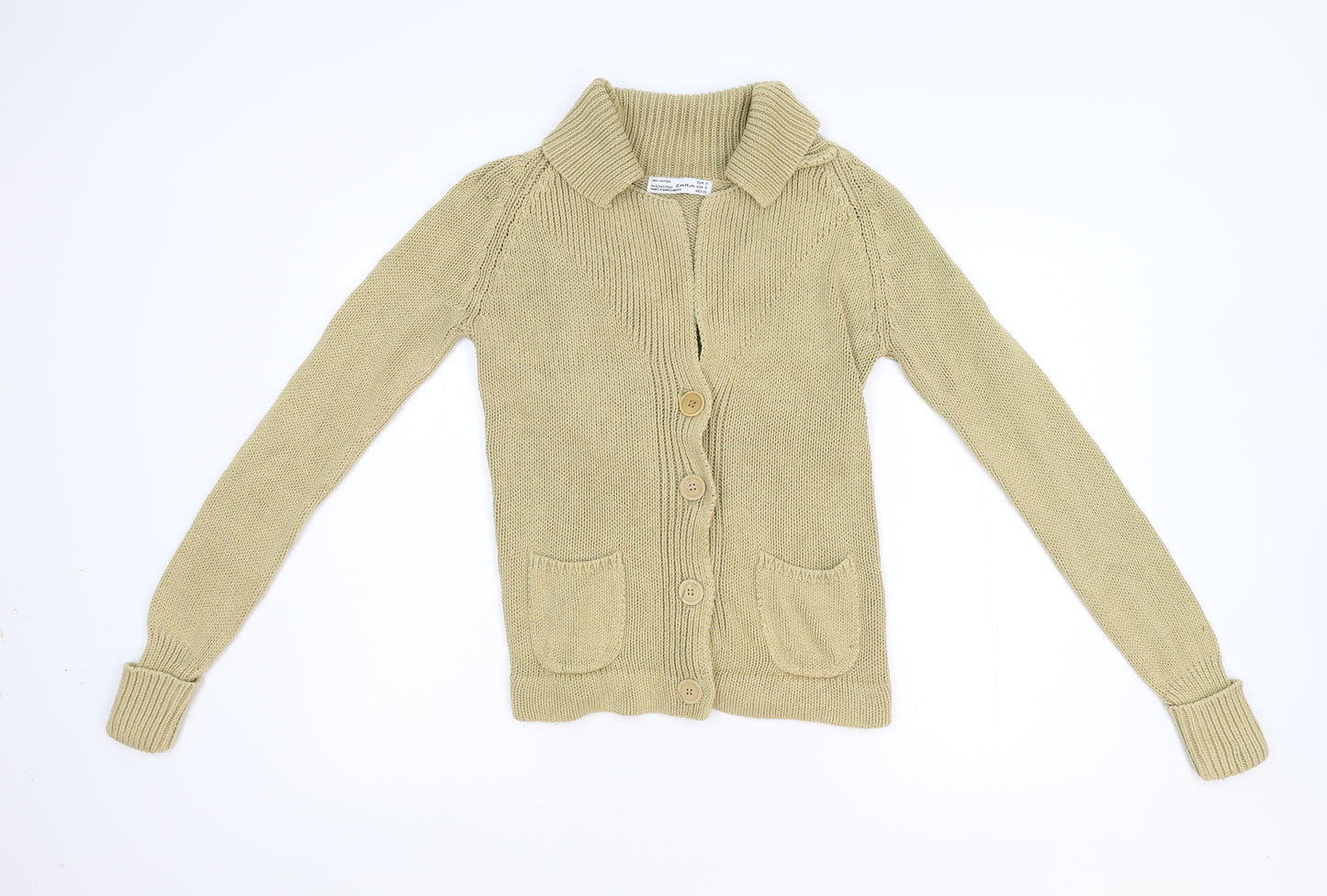 Zara Womens Beige  Knit Cardigan Jumper Size S