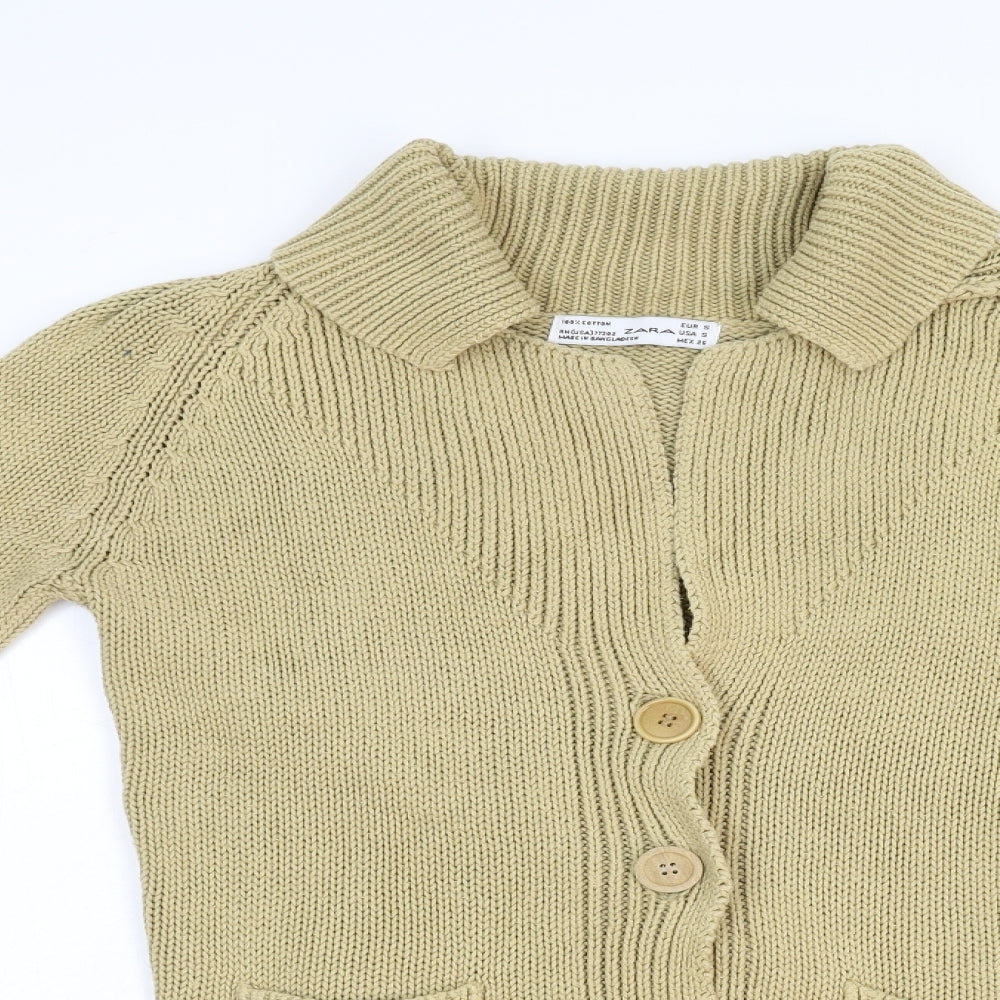 Zara Womens Beige  Knit Cardigan Jumper Size S
