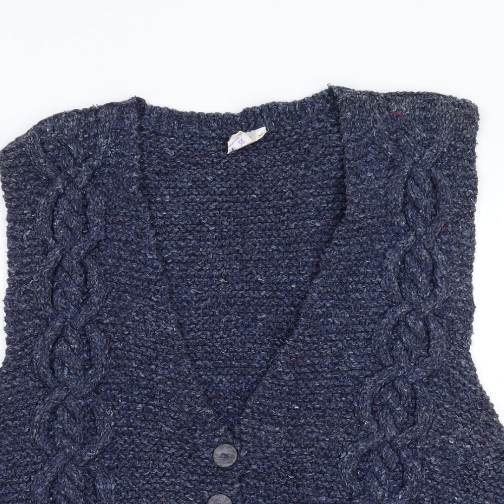 Mog Mens Blue  Knit Vest Jumper Size L  - Recycled Denim