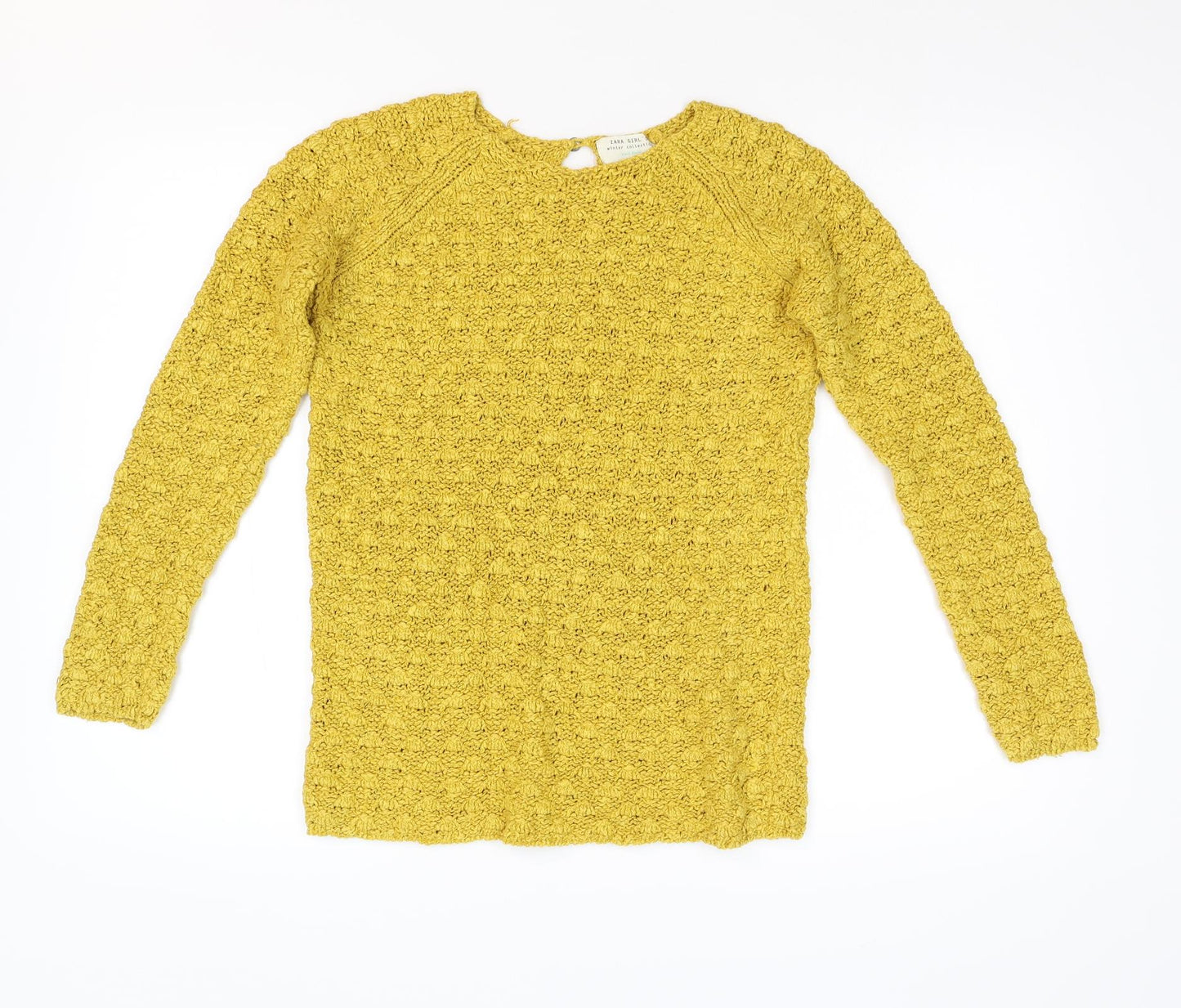 Zara Girl's Girls Yellow  Knit Pullover Jumper Size 11-12 Years