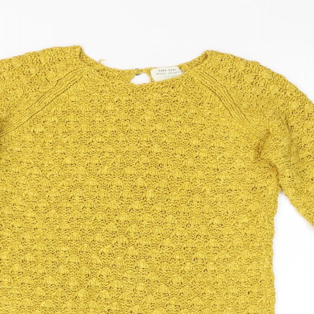 Zara Girl's Girls Yellow  Knit Pullover Jumper Size 11-12 Years