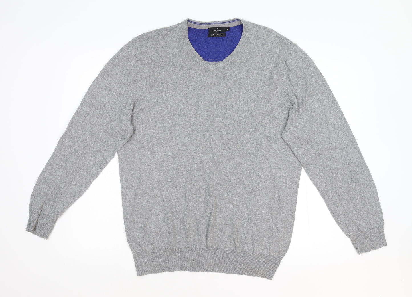 Jeff Banks Mens Grey  Knit Pullover Jumper Size L  - 100% Cotton