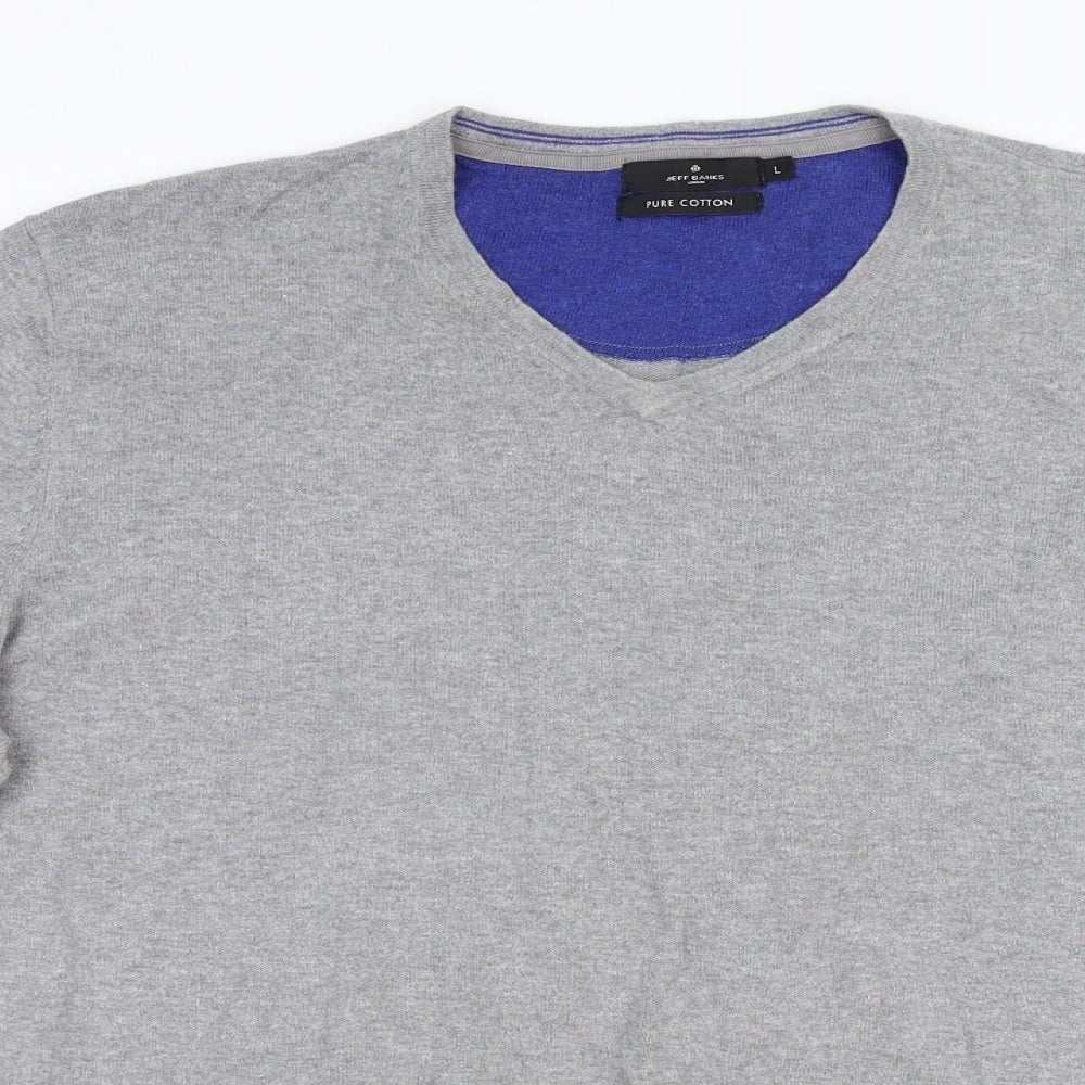 Jeff Banks Mens Grey  Knit Pullover Jumper Size L  - 100% Cotton